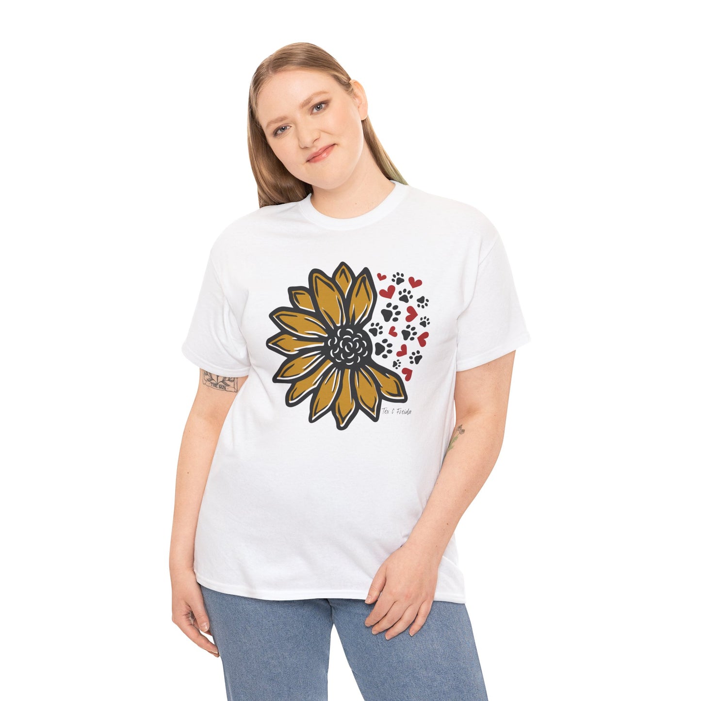 T Shirt - Unisex - Sunflower and Paws