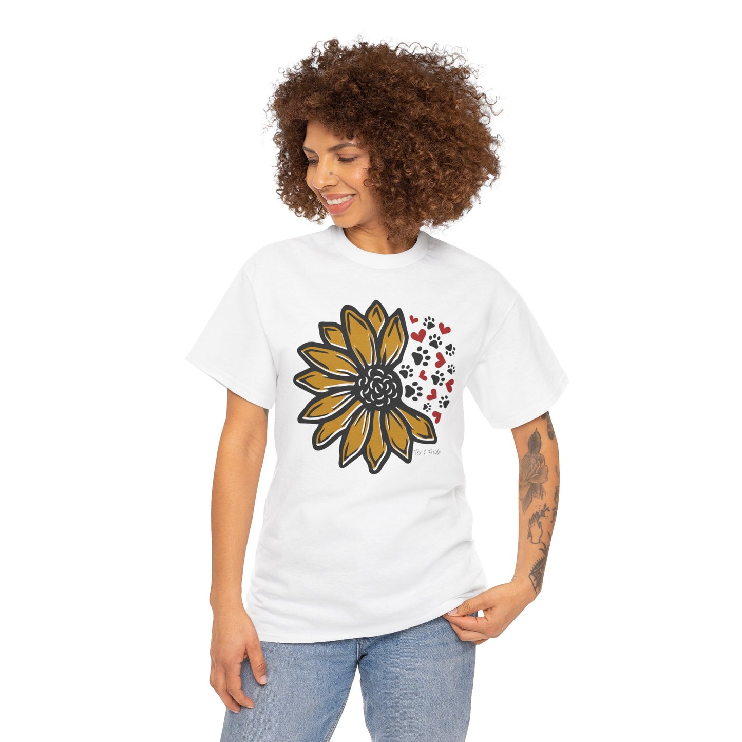 T Shirt - Unisex - Sunflower and Paws