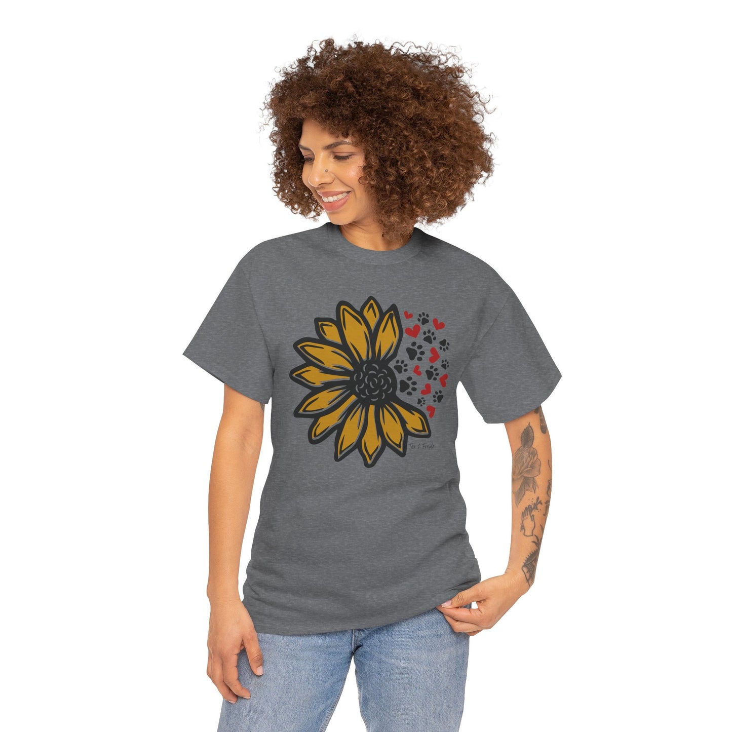 T Shirt - Unisex - Sunflower and Paws