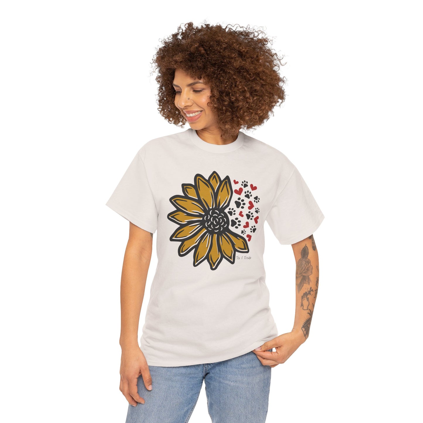 T Shirt - Unisex - Sunflower and Paws