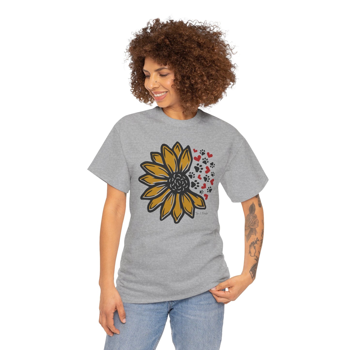 T Shirt - Unisex - Sunflower and Paws