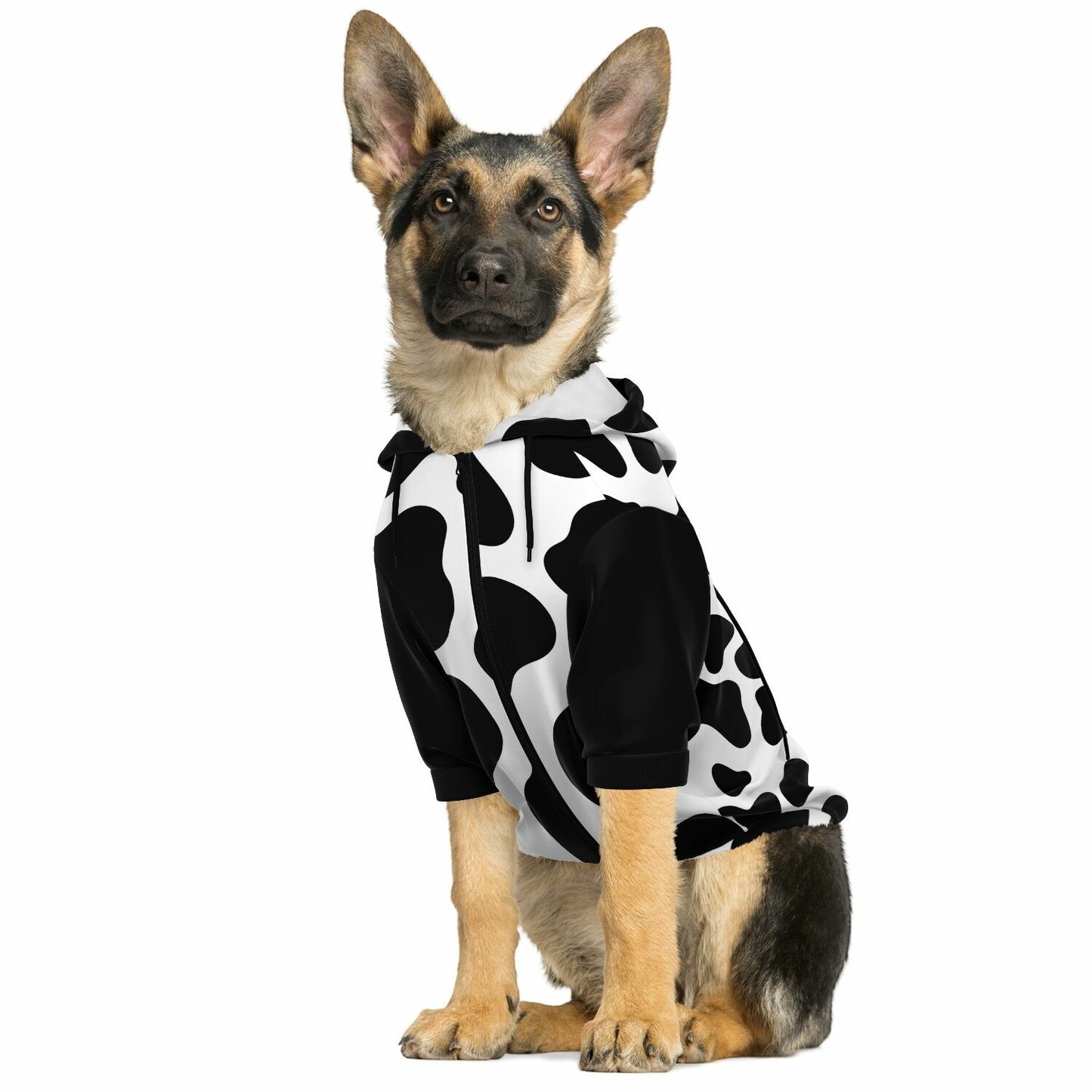Personalised COW PRINT Dog Zip-Up Hoodie - AOP