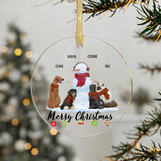 Personalised Pet & Snowman Christmas Acrylic Ornaments