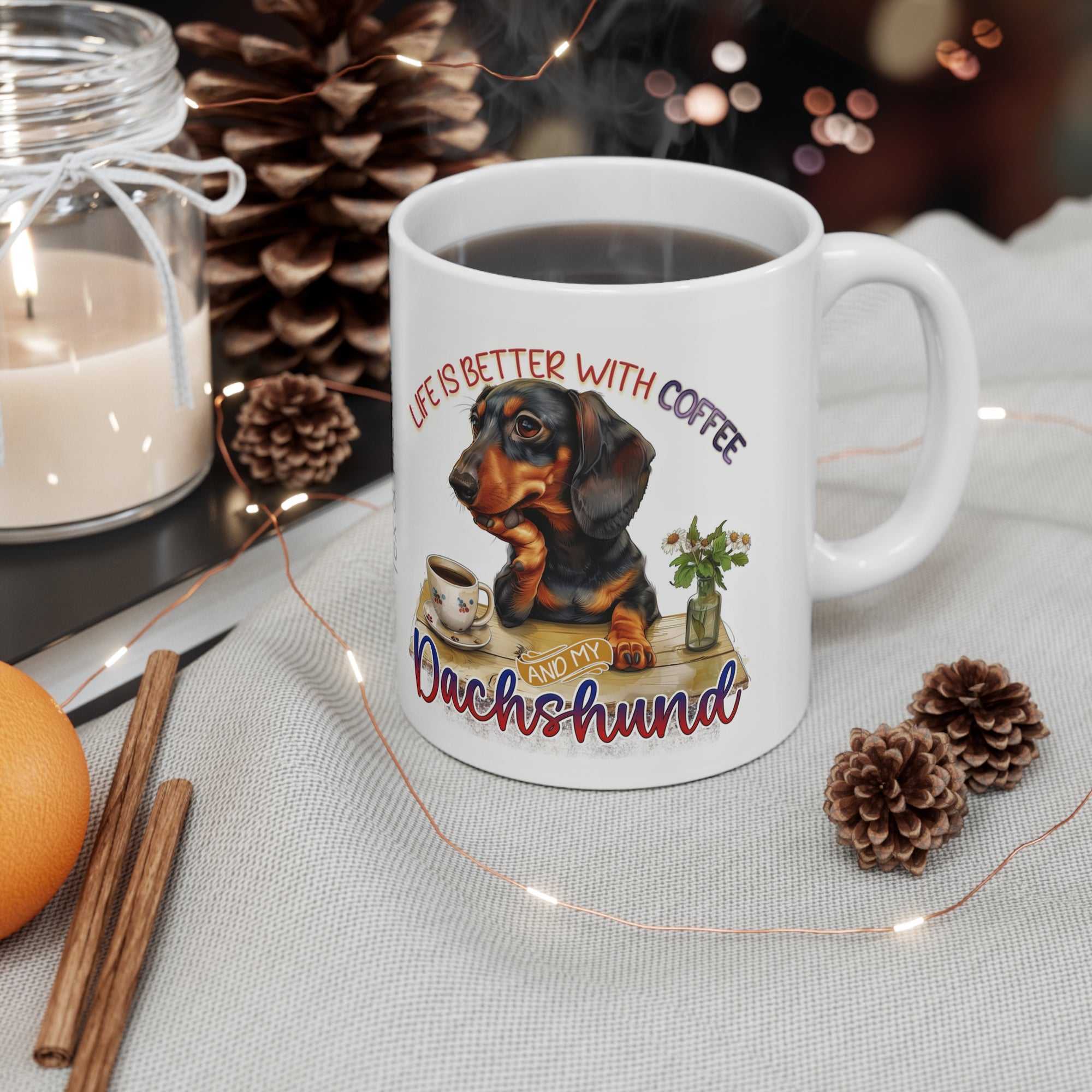 Personalised Dachshund Lovers Mug – Cute Sausage Dog Gift – 11oz White Ceramic Coffee Cup