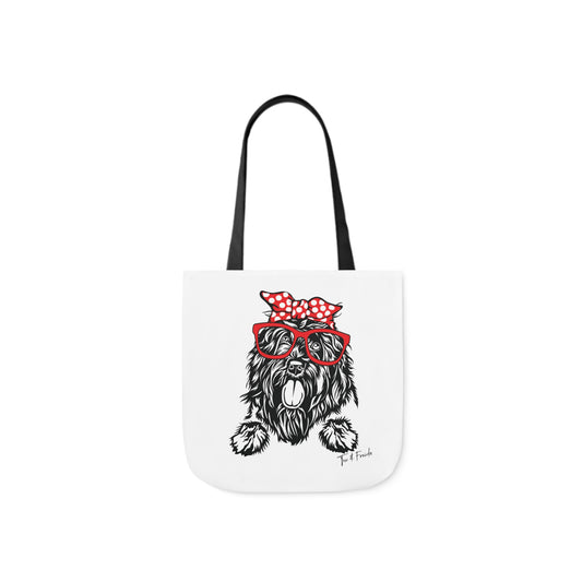 Tote Bag- Portuguese Water Dog - Canvas -Black Straps