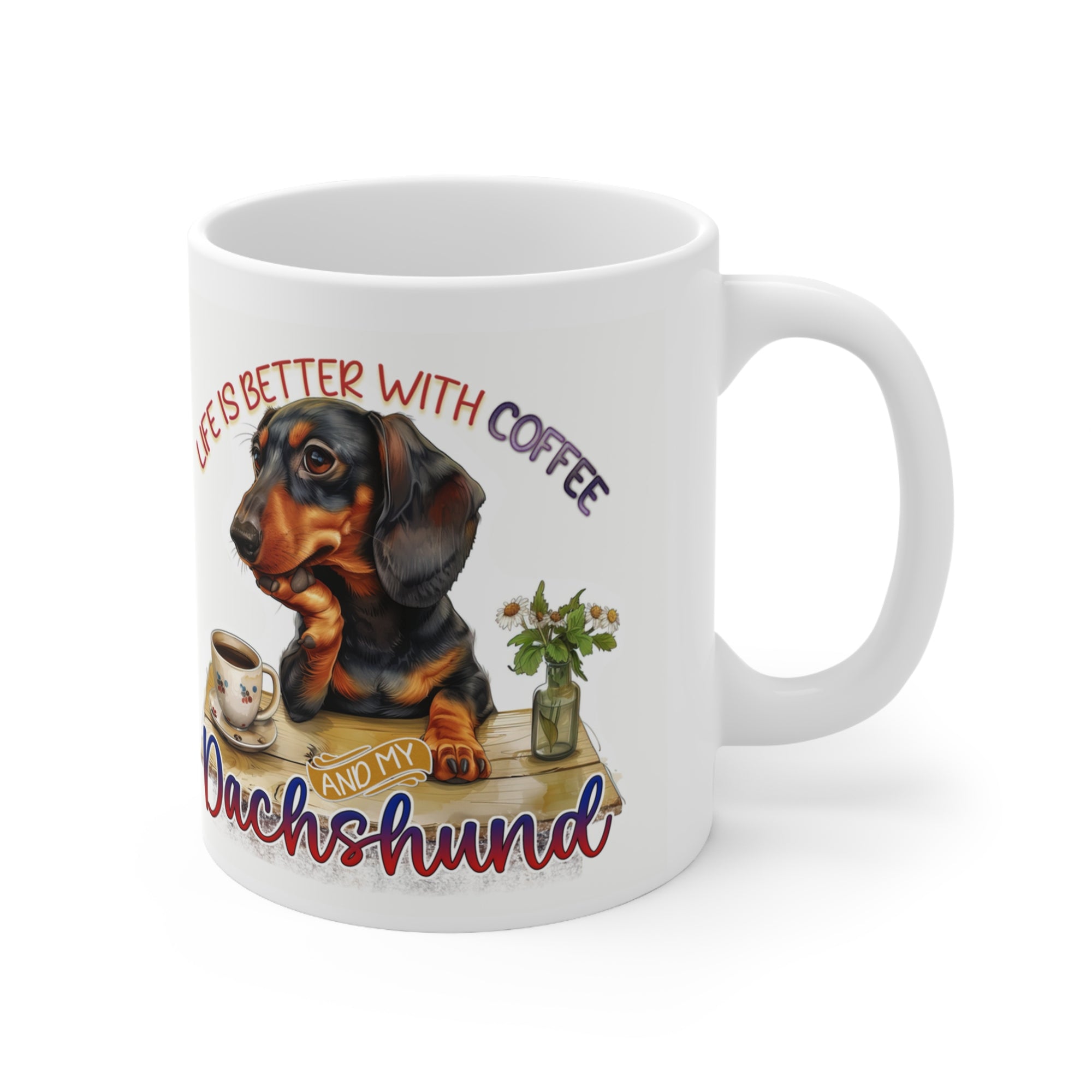 Personalised Dachshund Lovers Mug – Cute Sausage Dog Gift – 11oz White Ceramic Coffee Cup