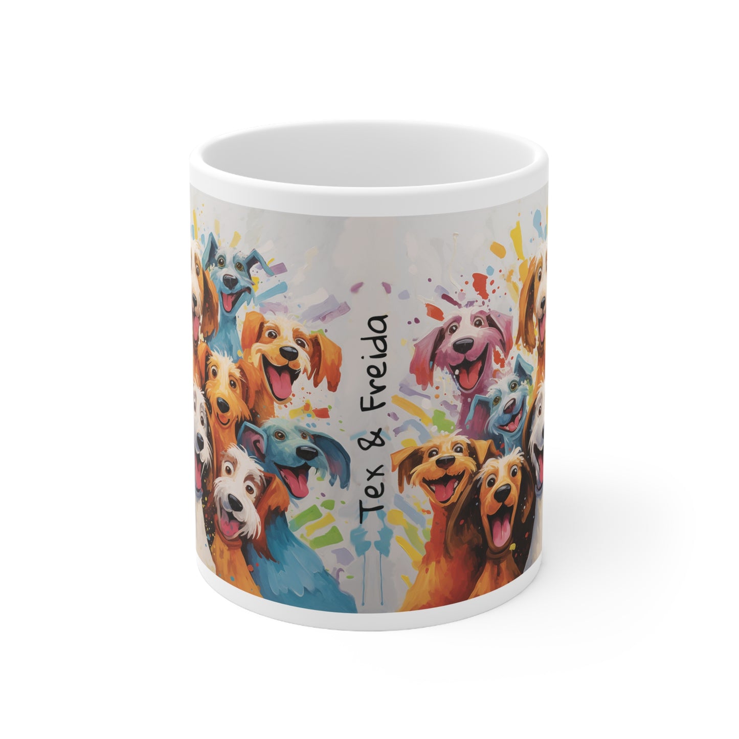 Smiley Dogs Ceramic Coffee Cups, 11oz, 15oz