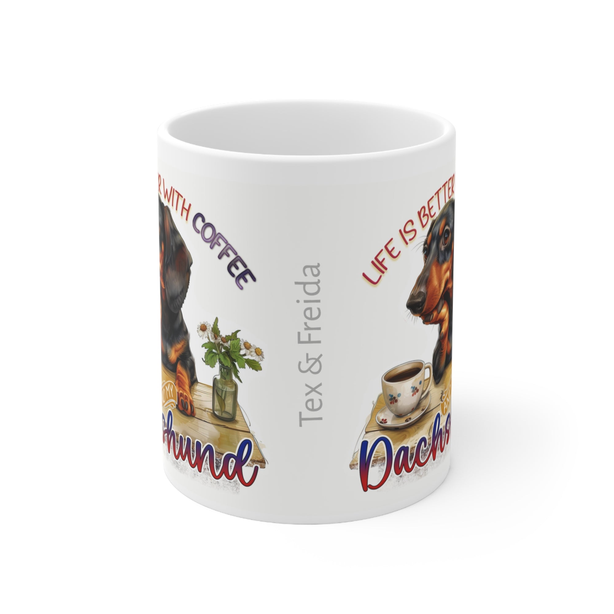 Personalised Dachshund Lovers Mug – Cute Sausage Dog Gift – 11oz White Ceramic Coffee Cup