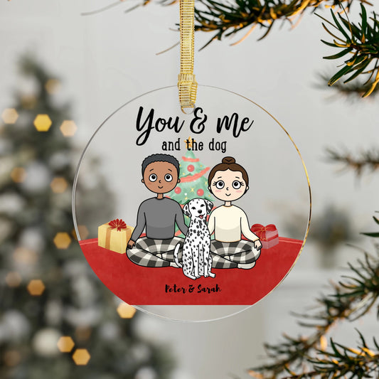 Personalised You, Me & the Dog Christmas Acrylic Ornament