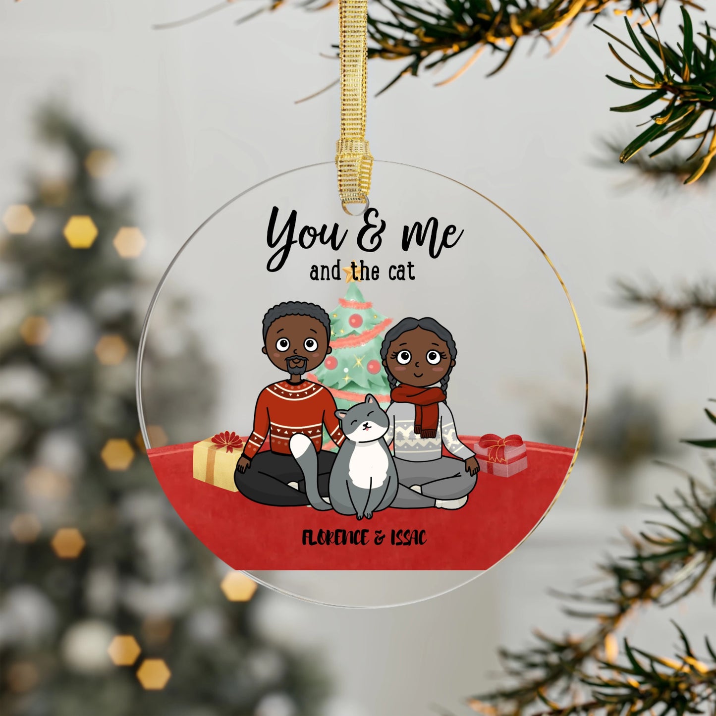 Personalised You, Me and the Cats Christmas Acrylic Ornaments