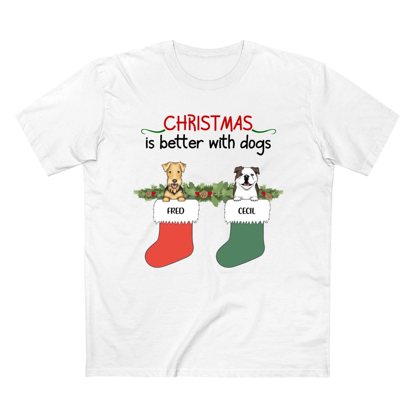 Personalised Christmas is better with dogs Adult Staple Tee