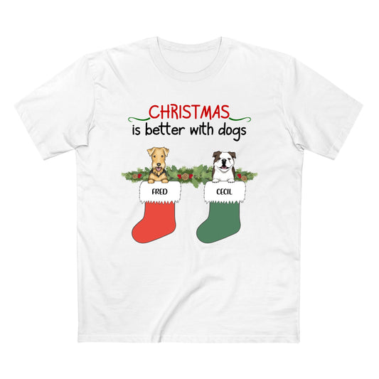 Personalised Christmas is better with dogs Adult Staple Tee