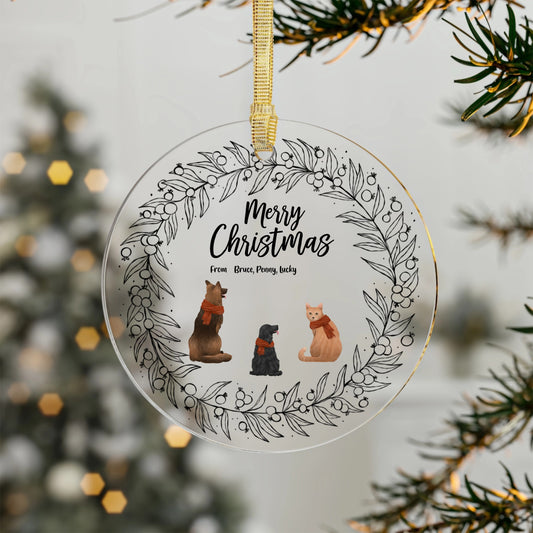 Personalised Pet Christmas Wreath Acrylic Ornaments