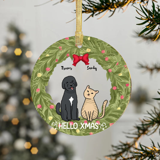 Personalised Hello Xmas Pet Christmas Acrylic Ornaments